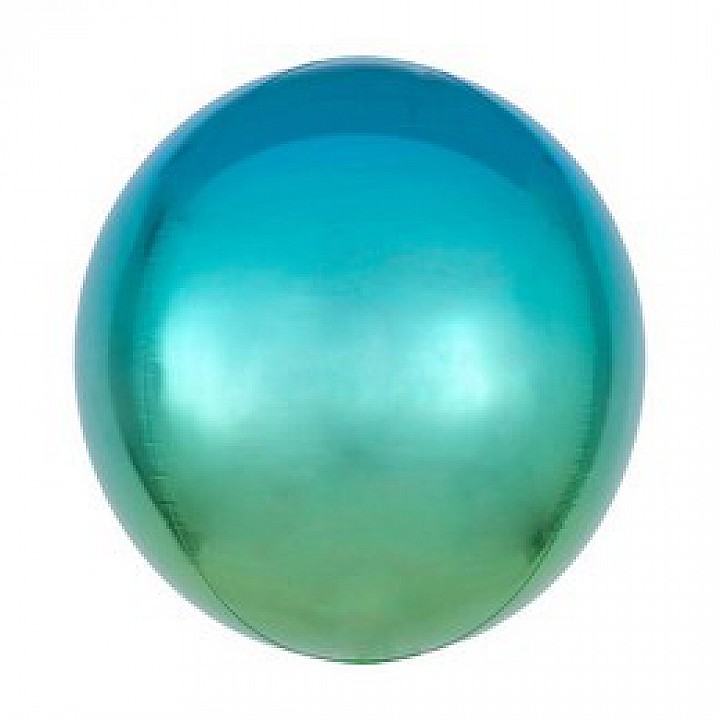Kék zöld ultra shape orbz fólia lufi