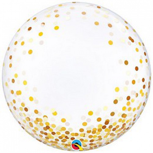 Arany konfetti pöttyös mintás deco bubble lufi