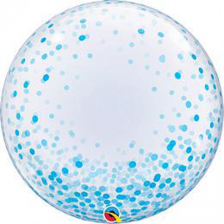 Kék konfetti mintás deco bubble lufi