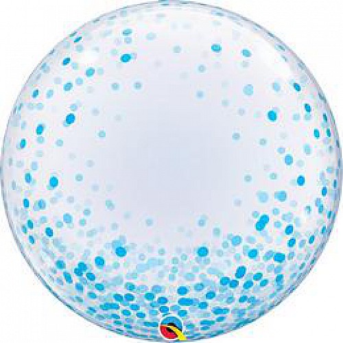 Kék konfetti mintás deco bubble lufi