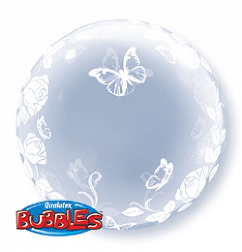 Rózsás és lepkés deco bubble lufi