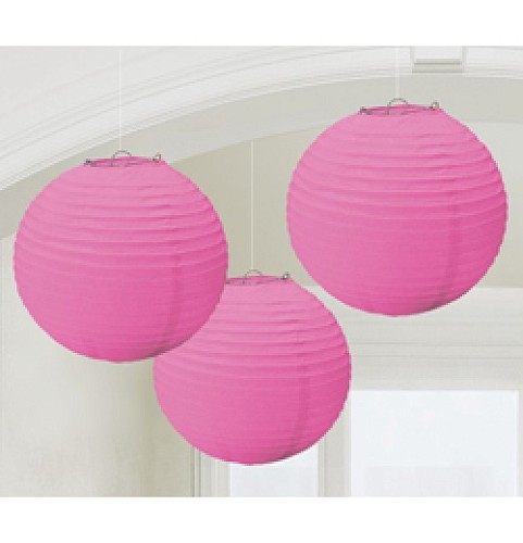 Pink Színű Parti Gömb lampion 3 darabos