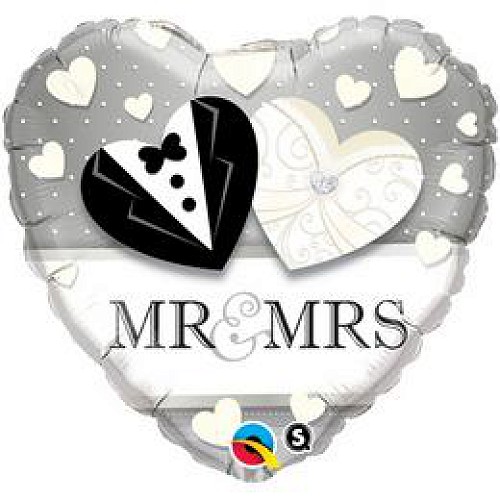 Mr. És Mrs. Wedding Esküvői Szív fólia lufi