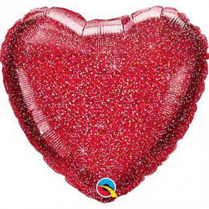 Glittergrapchic red szív fólia lufi