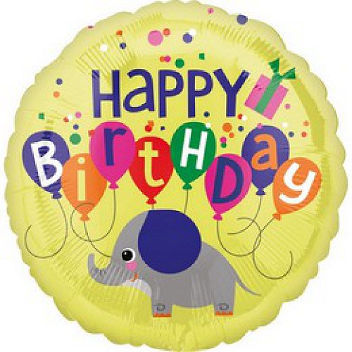 Aranyos Elefánt Happy Birthday fólia lufi
