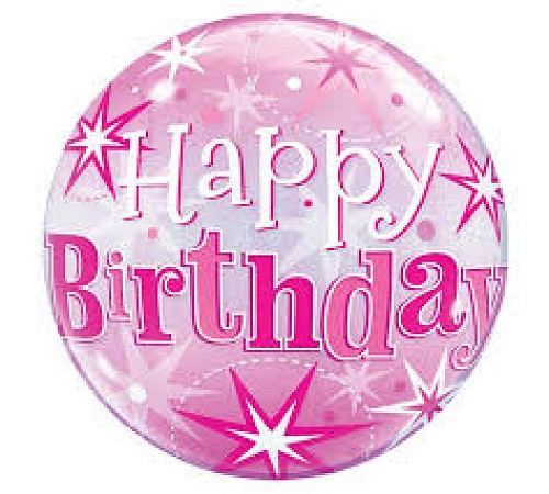 Rózsaszín Happy Birthday Bubble Lufi
