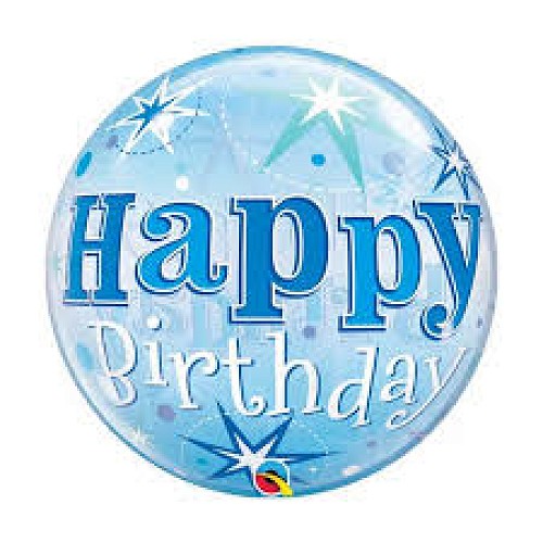 Kék Happy Birthday Bubble Lufi