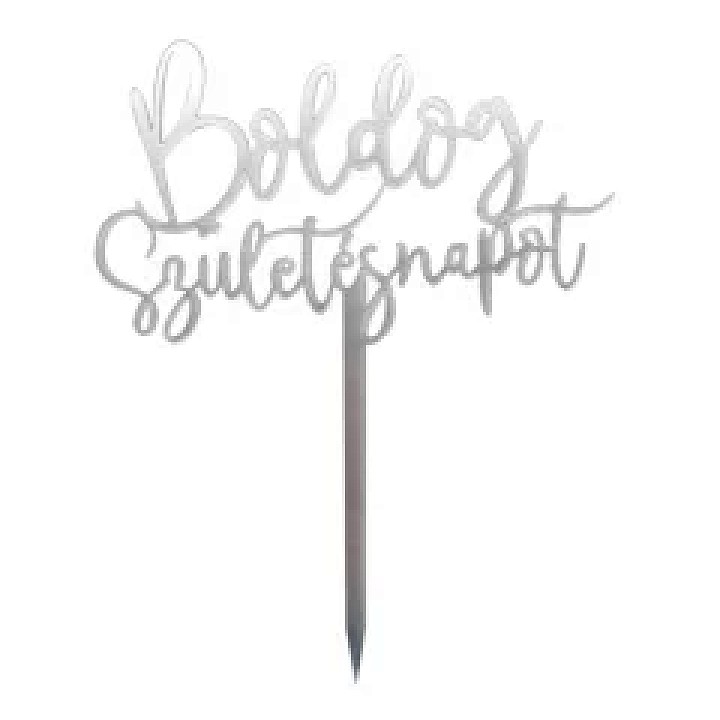 Ezüst Boldog Születésnapot Tortabeszúró