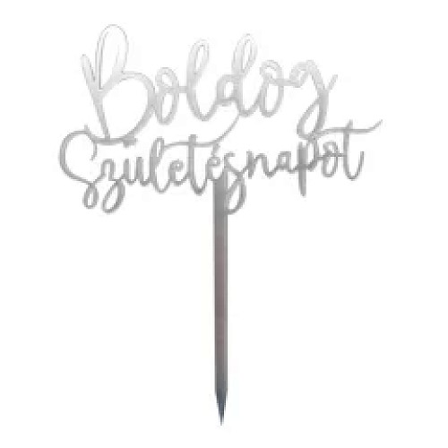 Ezüst Boldog Születésnapot Tortabeszúró