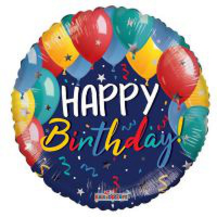 Színes Lufis Happy Birthday fólia lufi