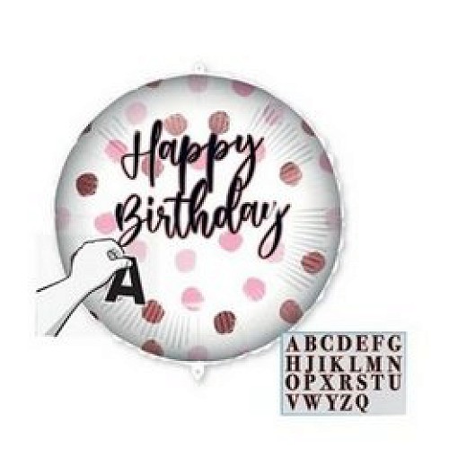 Névre Szoló Szülinapi Fólia Lufi ( Rózsaszín pöttyös))