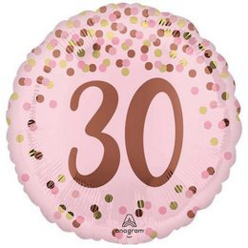 30-as Rózsaszín-Arany Konfetti Mintás fólia lufi