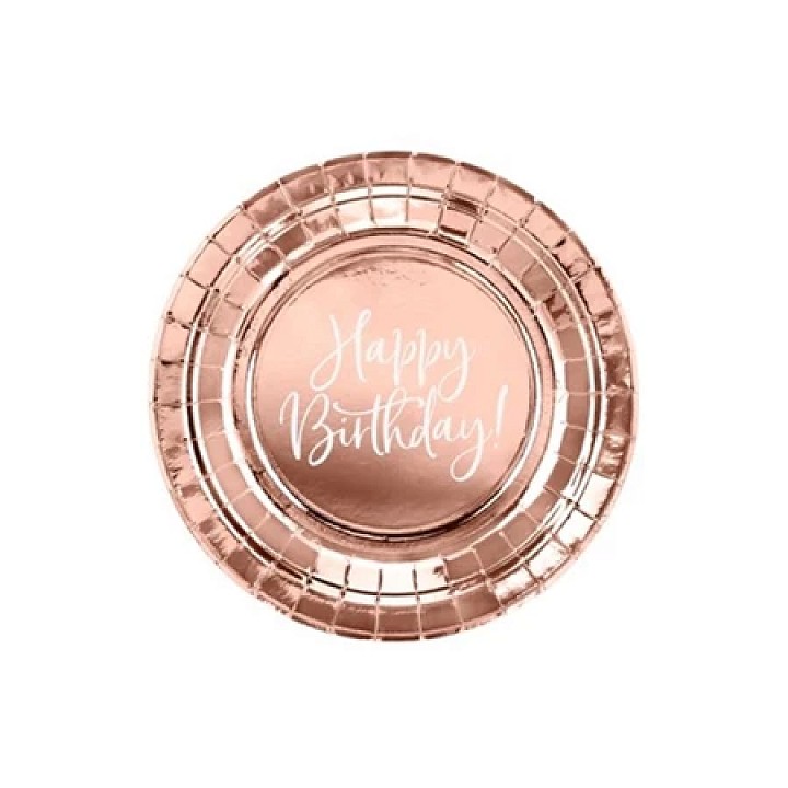 "Happy Birthday" rosegold parti tányér