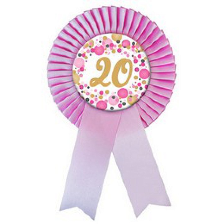 Rózsaszín 20-as Konfettis kitűző
