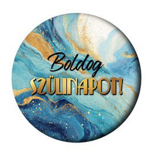 Boldog Szülinapot! Kék Márvány mintás kitűző