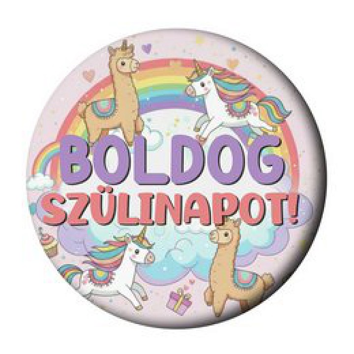 Boldog Szülinapot! Unikornis, Láma kitűző