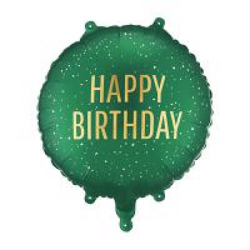 Happy Birthday Zöld fólia lufi