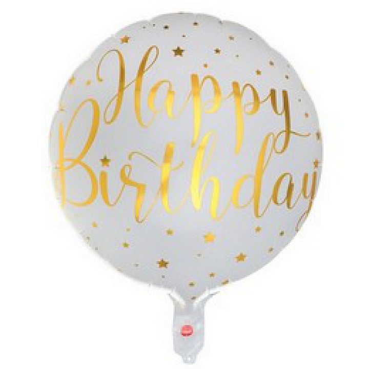 Arany-Fehér Happy Birthday fólia lufi