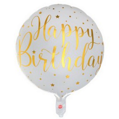 Arany-Fehér Happy Birthday fólia lufi