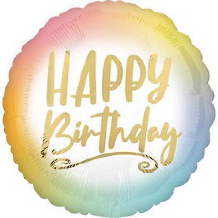 Ombre Happy Birthday fólia lufi