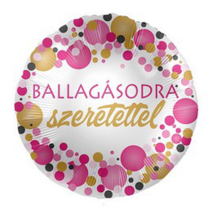 Ballagásodra szeretettel felíratú rózsaszín fólia lufi