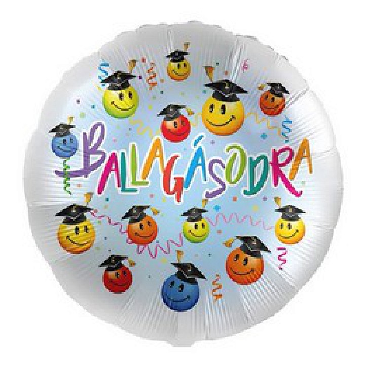 Ballagásodra szeretettel felíratú smile fólia lufi