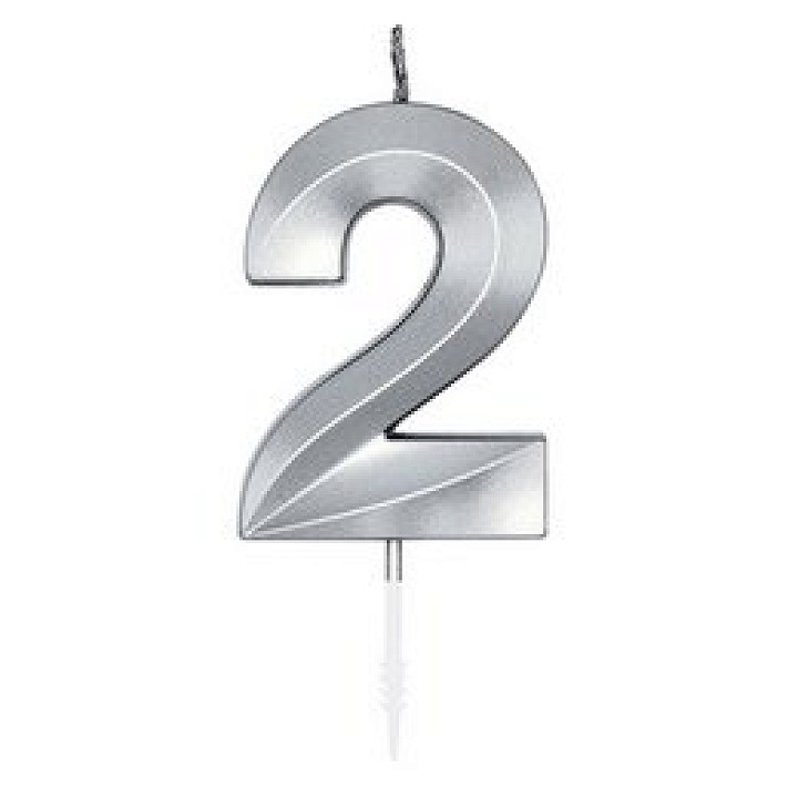 2-es Metál Ezüst számgyertya
