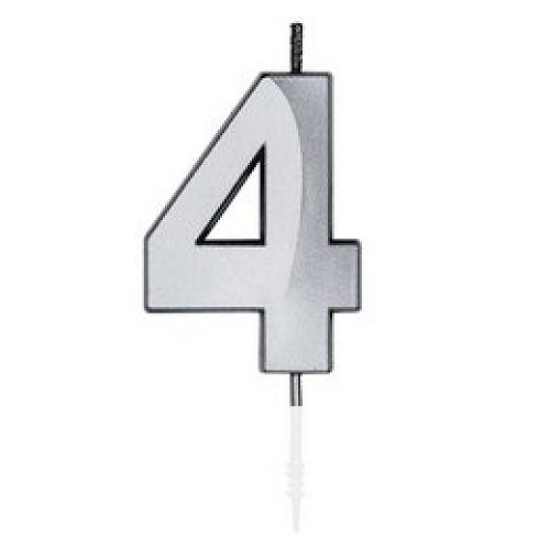 4-es Metál Ezüst számgyertya