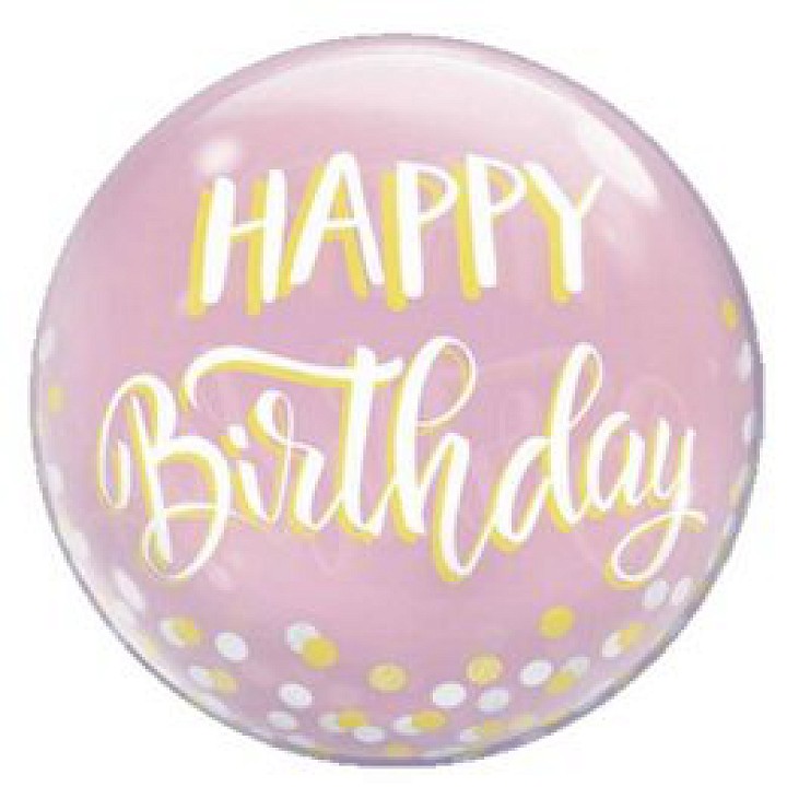 Happy Birthday Pasztel rózsaszín Bubble Lufi