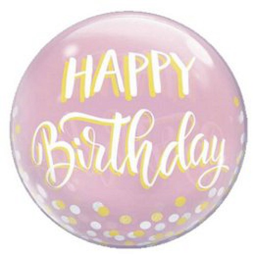 Happy Birthday Pasztel rózsaszín Bubble Lufi