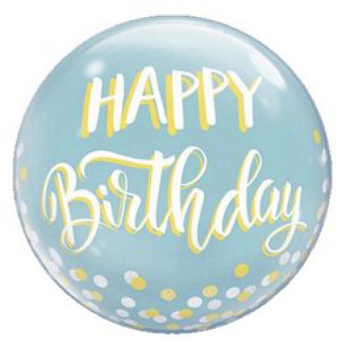 Happy Birthday Pasztel kék Bubble Lufi