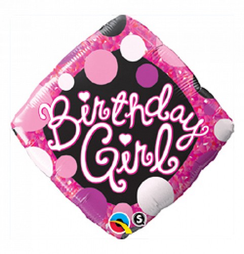 Birthday Girl pink and black fólia lufi