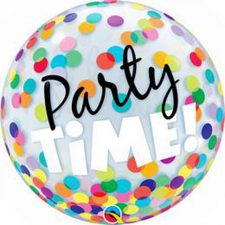 Party Time! színes bubble lufi