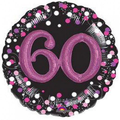 3D- Sparkling 60. pink szülinapi fólia lufi